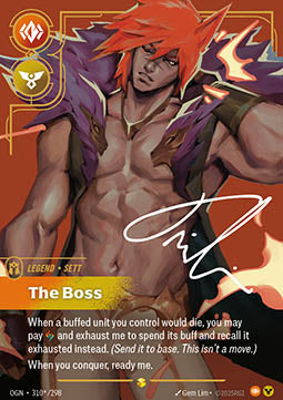 Riftbound - OGN310 Sett the Boss v.3 signed - diff. Best. nach §25a