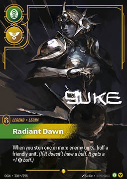 Riftbound - OGN306 Leona, Radiant Dawn v.3 signed - diff. Best. nach §25a